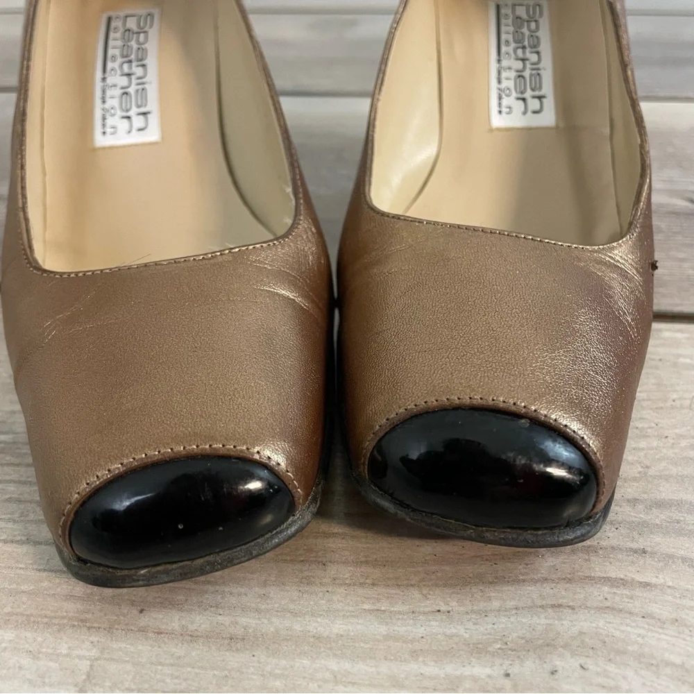 Vintage‎ Leather Heels Women’s 7.5 Square Toe Leopard Print Block